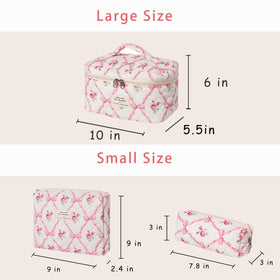 uekeboag Floral Cotton Makeup Bag Medium side view