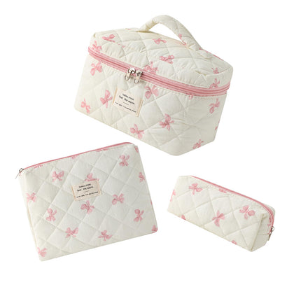 uekeboag Floral Cotton Makeup Bag Set large, medium, and small bags