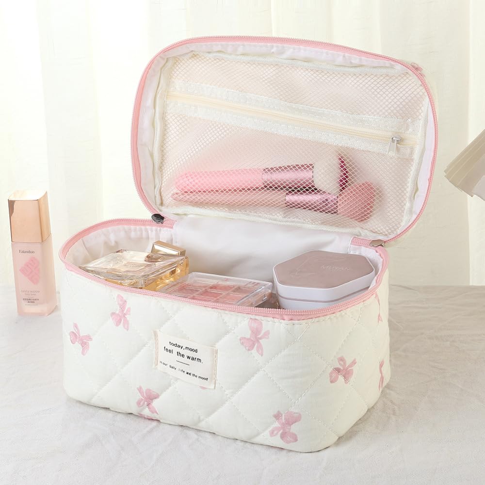 uekeboag Large Travel Quilted Makeup Bag packaging display