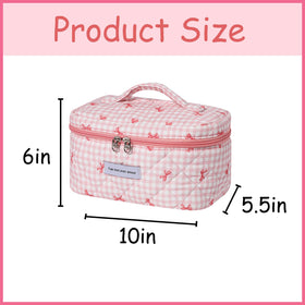 uekeboag Large Travel Quilted Makeup Bag side view showing zipper