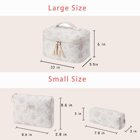 uekeboag medium floral quilted makeup bag side view