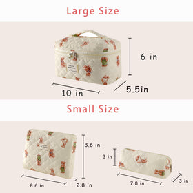 uekeboag Quilted Makeup Bag medium size floral design