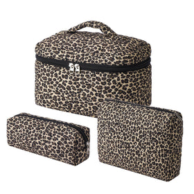 uekeboag Quilted Makeup Bag Set large floral bag front view