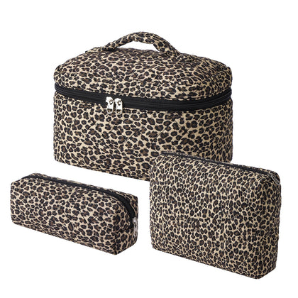 uekeboag Quilted Makeup Bag Set large floral bag front view