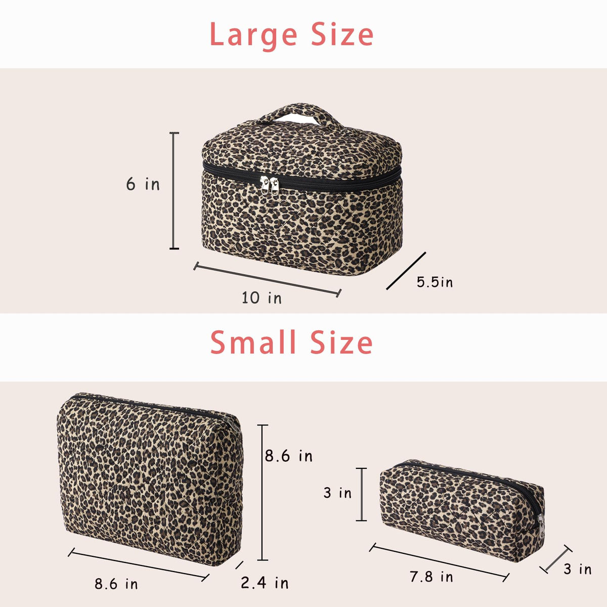 uekeboag Quilted Makeup Bag Set medium floral bag side view
