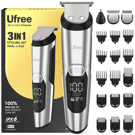 Ufree 3-in-1 Beard Trimmer with three heads and guard combs