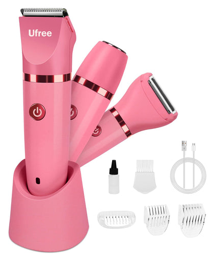 Ufree 3-in-1 Bikini Trimmer with accessories front view