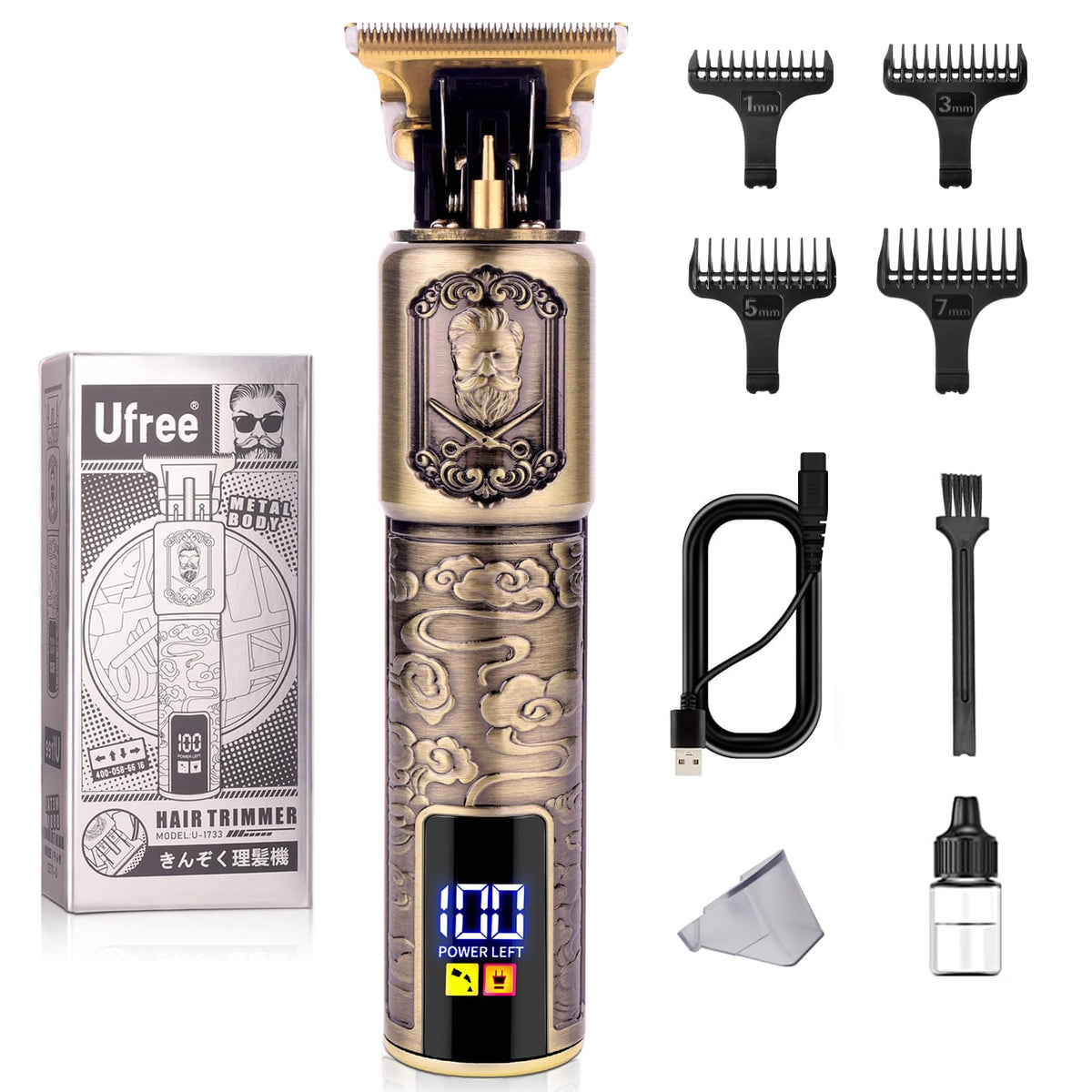 Ufree Beard Trimmer front view with T-blade