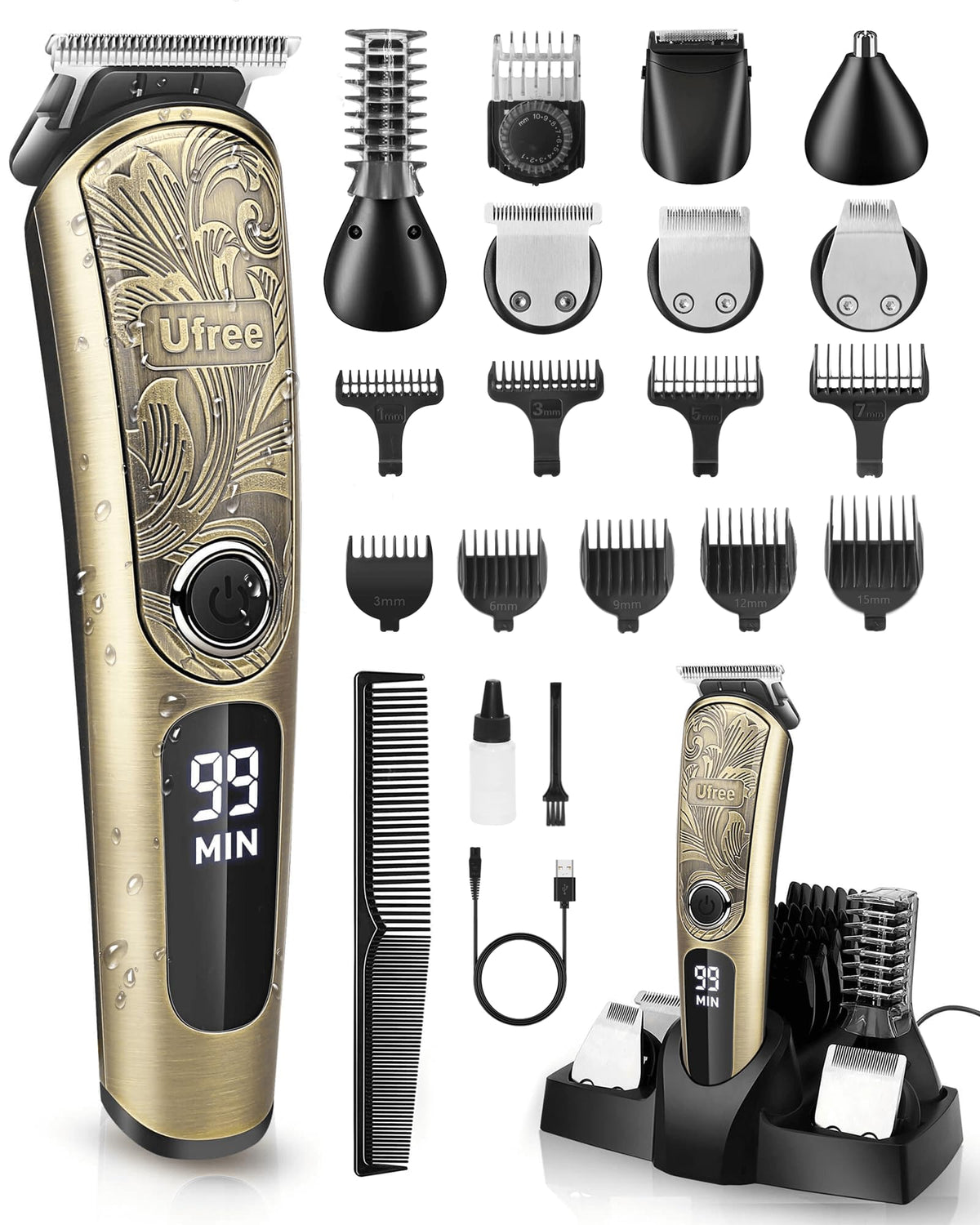 Ufree Beard Trimmer Grooming Kit with charging stand