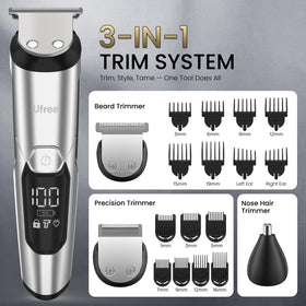 Ufree Beard Trimmer in travel pouch with accessories