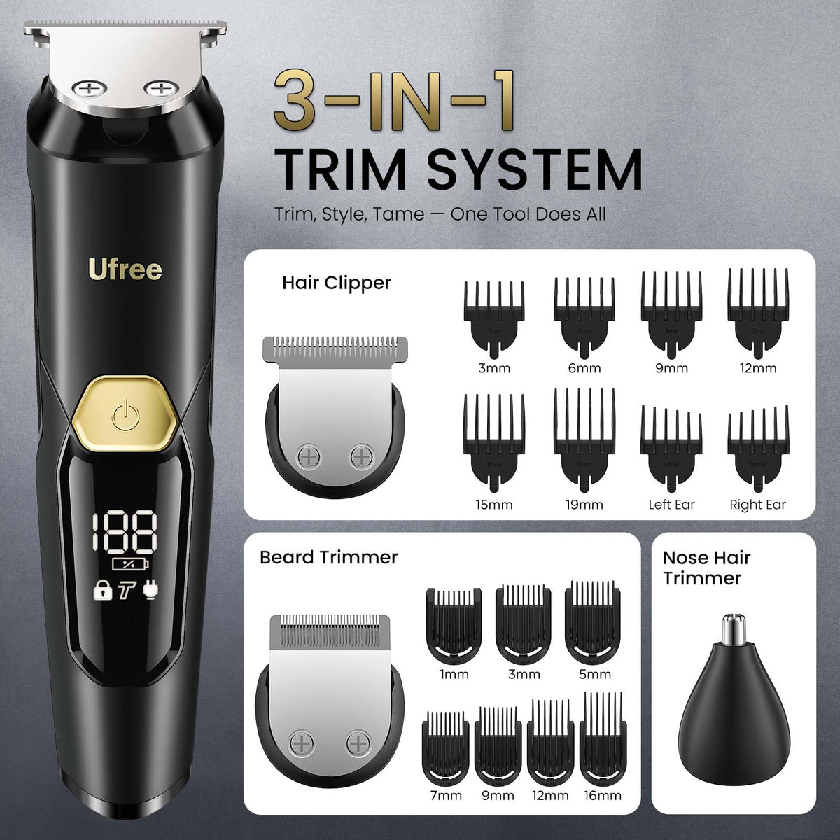 Ufree beard trimmer in use for beard trimming