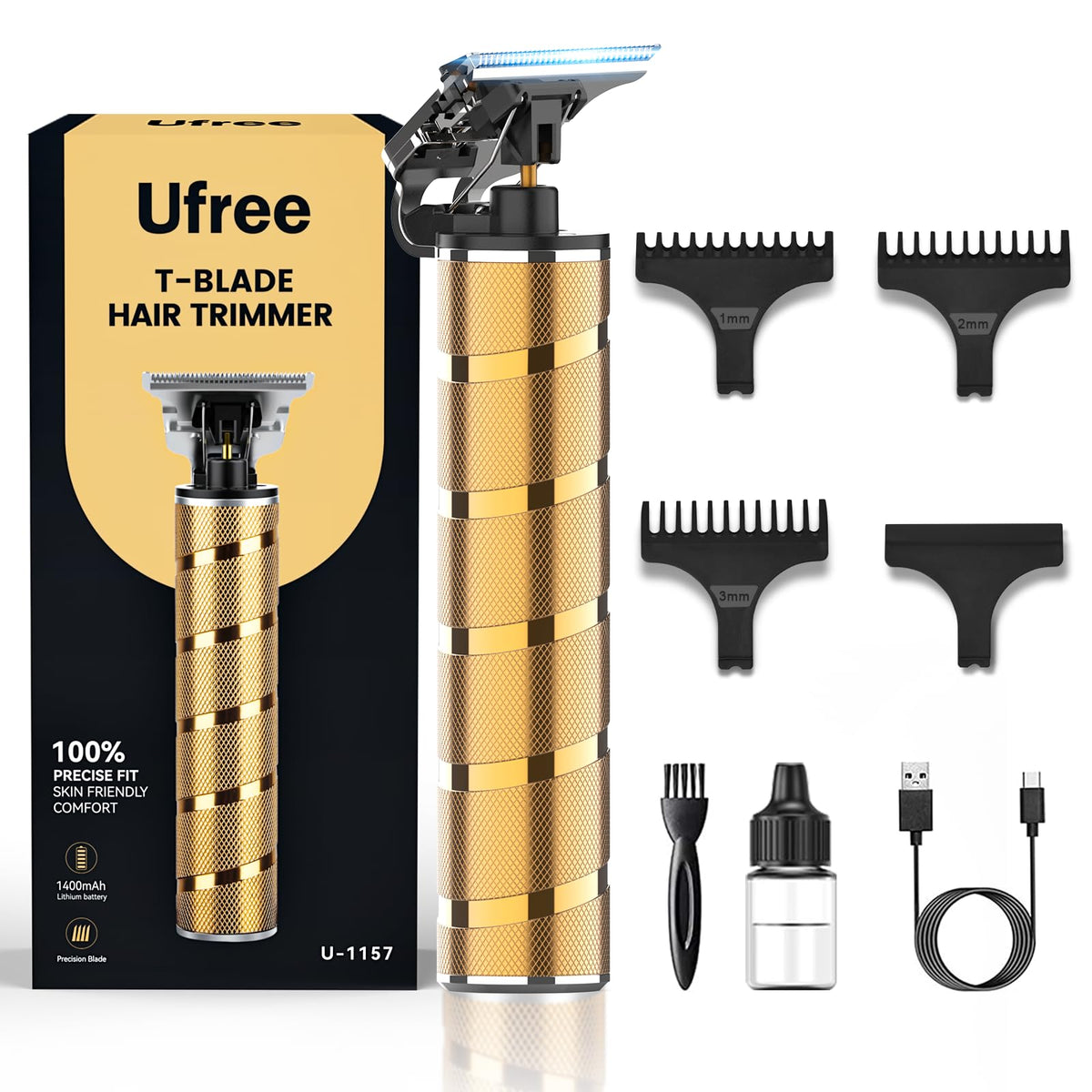 Ufree Beard Trimmer with titanium T-blade front view