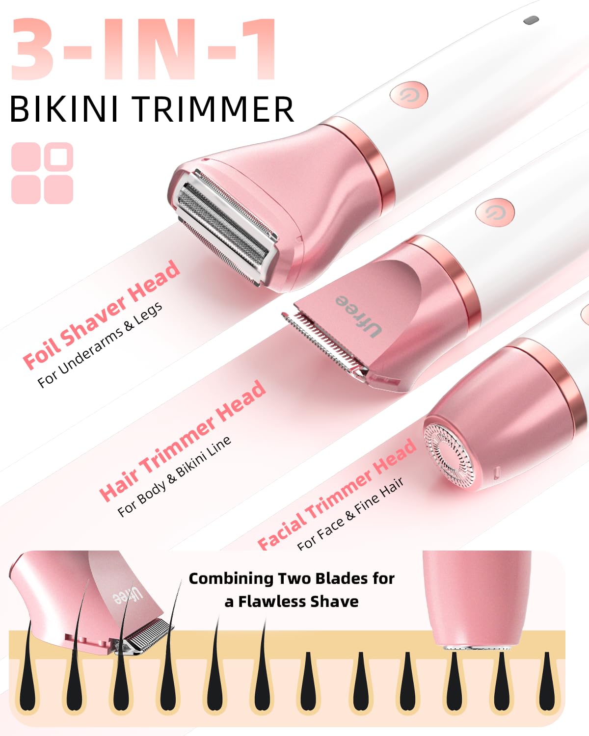 Ufree bikini trimmer accessories including USB charging cable