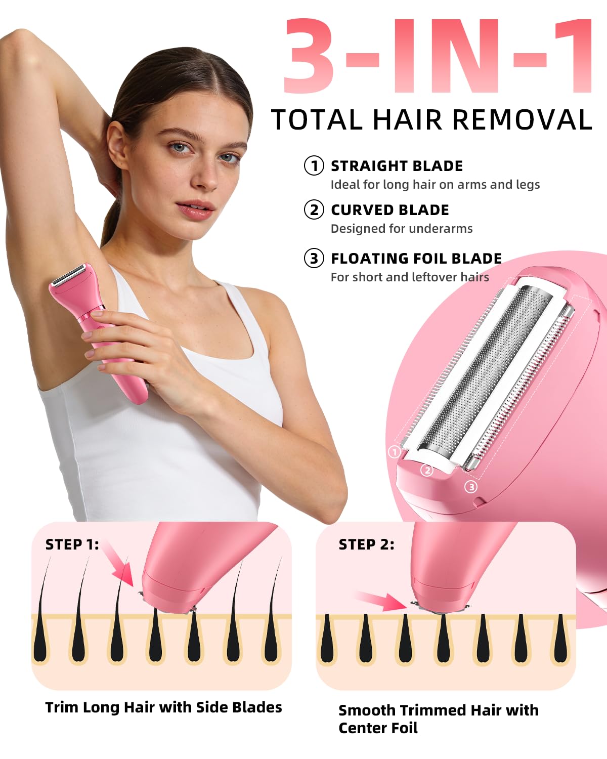 Ufree Bikini Trimmer cleaning brush and USB charging cable