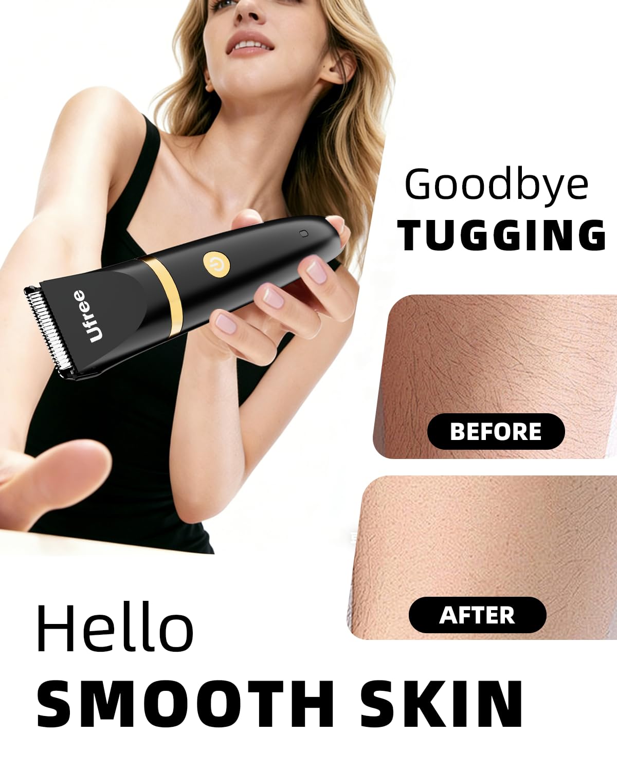 Ufree Bikini Trimmer displayed with adjustable hair guards