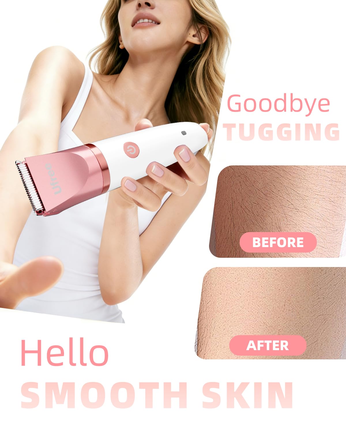 Ufree bikini trimmer in a bathroom setting