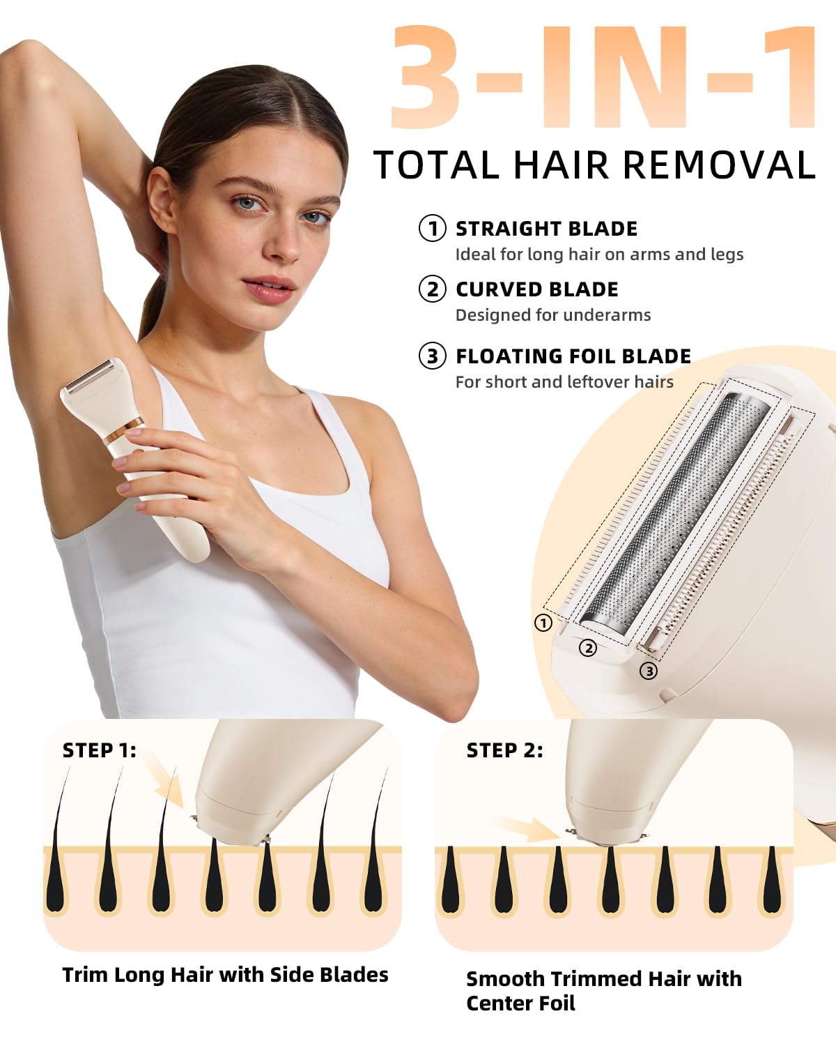 Ufree Bikini Trimmer waterproof design for shower use