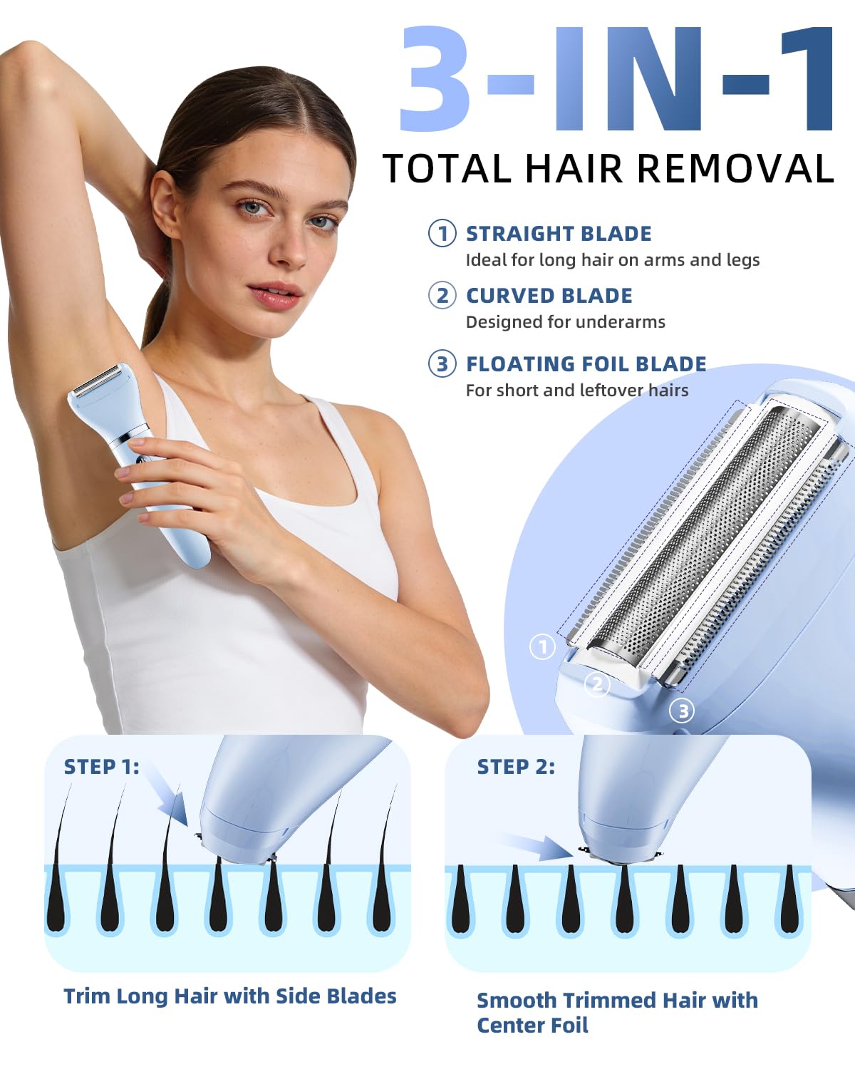 Ufree Bikini Trimmer waterproof design for shower use