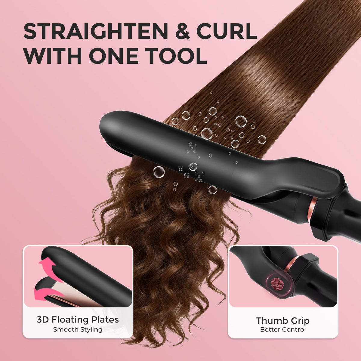 Ufree curling wand in use on long hair