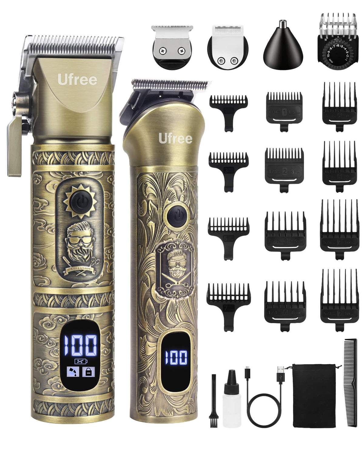 Ufree Hair Clippers for Men cordless grooming kit in bronze