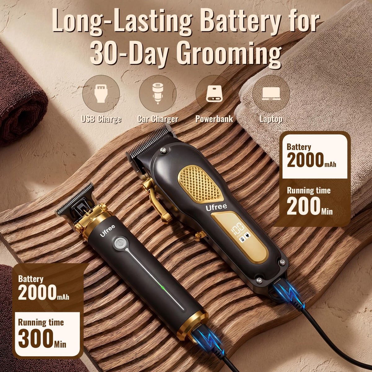 Ufree hair clippers with LED battery display