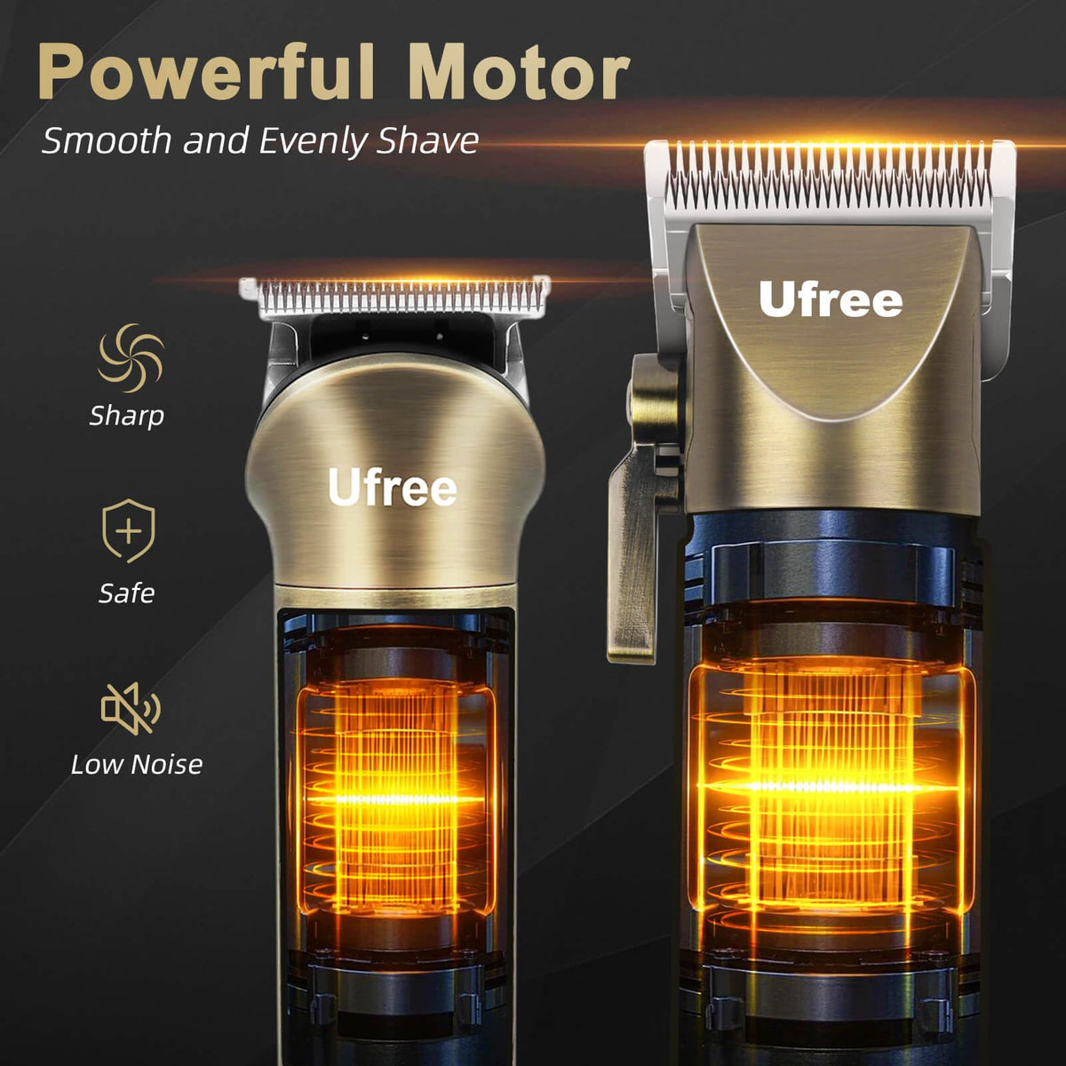 Ufree Hair Clippers with various guide combs for hair length adjustment