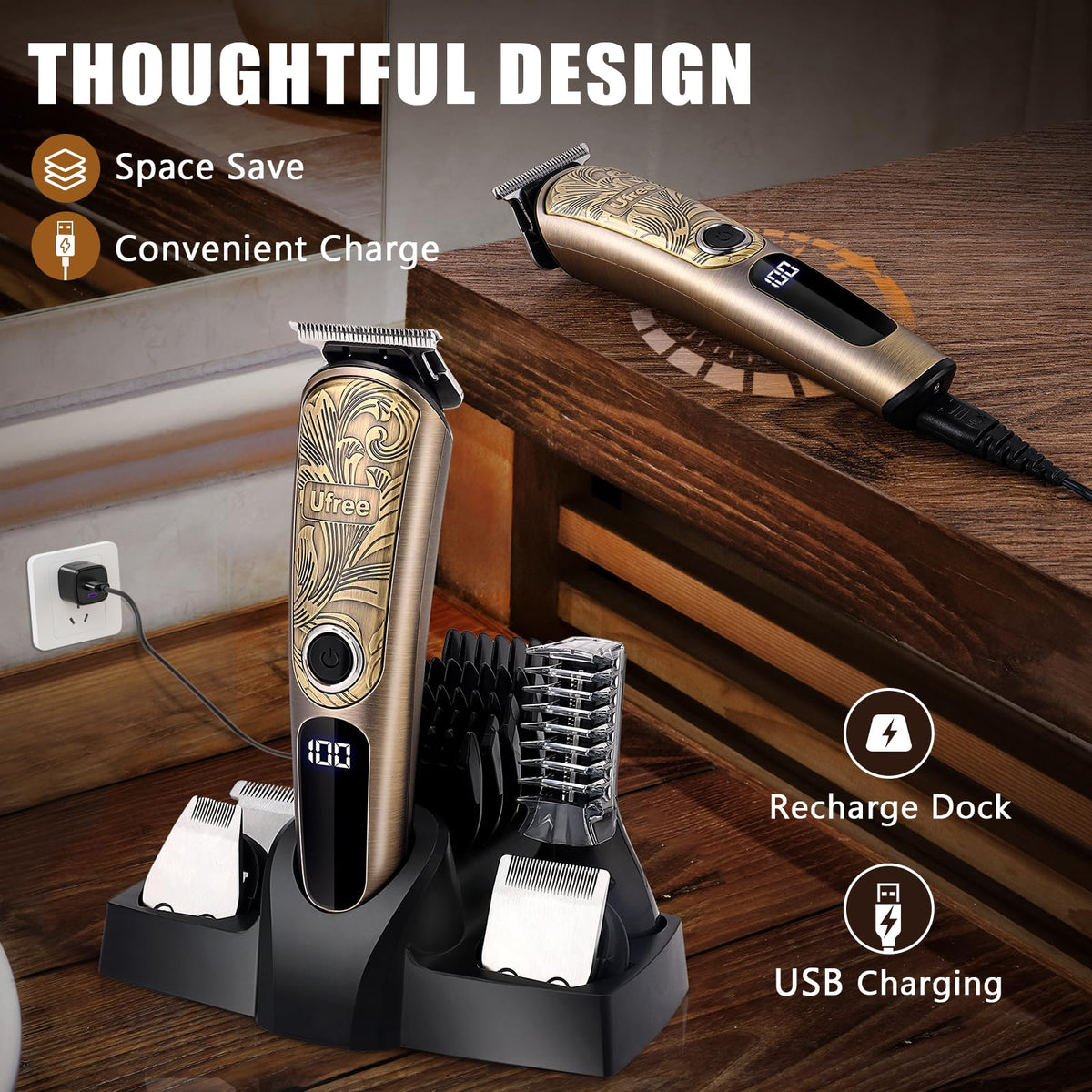 Ufree trimmer in use for facial hair grooming