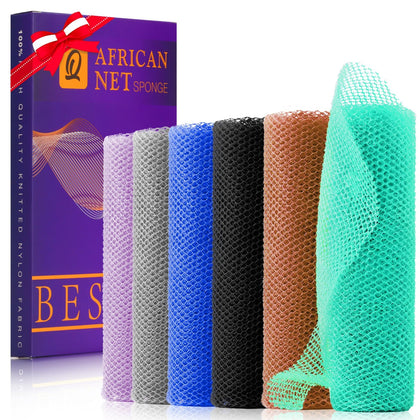 UJFQBH African Bath Sponge Set in purple, gray, blue, black, brown, and green