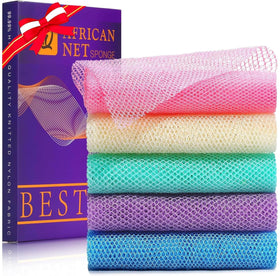 UJFQBH African Bath Sponge Set in purple, pink, green, blue, and white