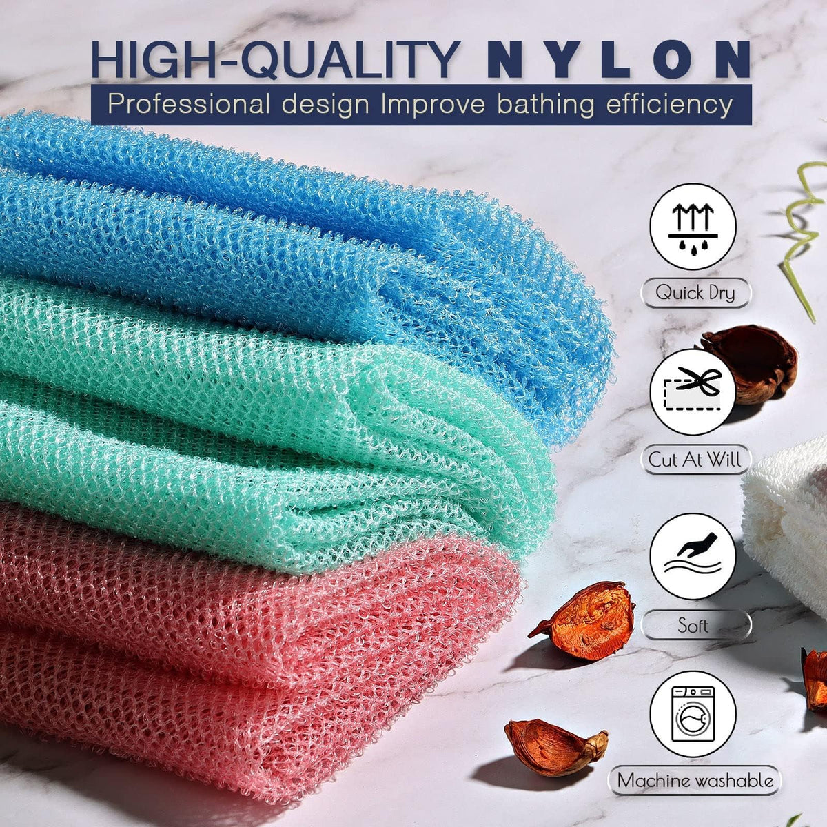 UJFQBH African Exfoliating Net Bath Sponge in use during a shower