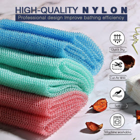 UJFQBH African Exfoliating Net Bath Sponge in use during a shower