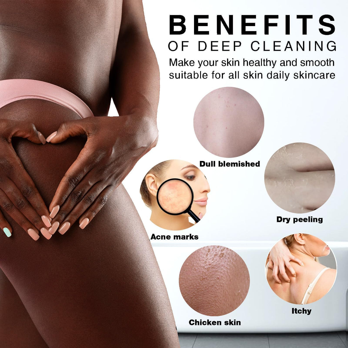 UJFQBH African Exfoliating Net Bath Sponge set displayed on a bathroom counter