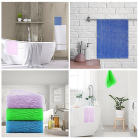 UJFQBH African net sponge on a bathroom shelf