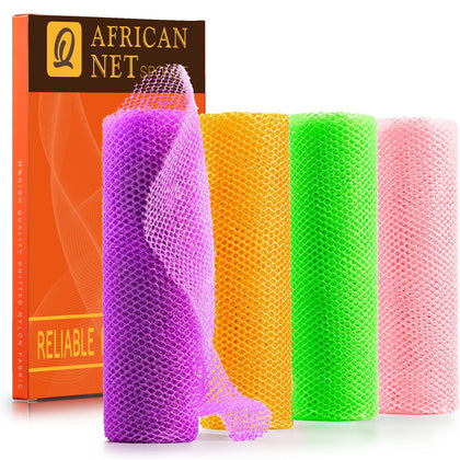 UJFQBH African Net Sponge Set in purple, orange, green, and pink