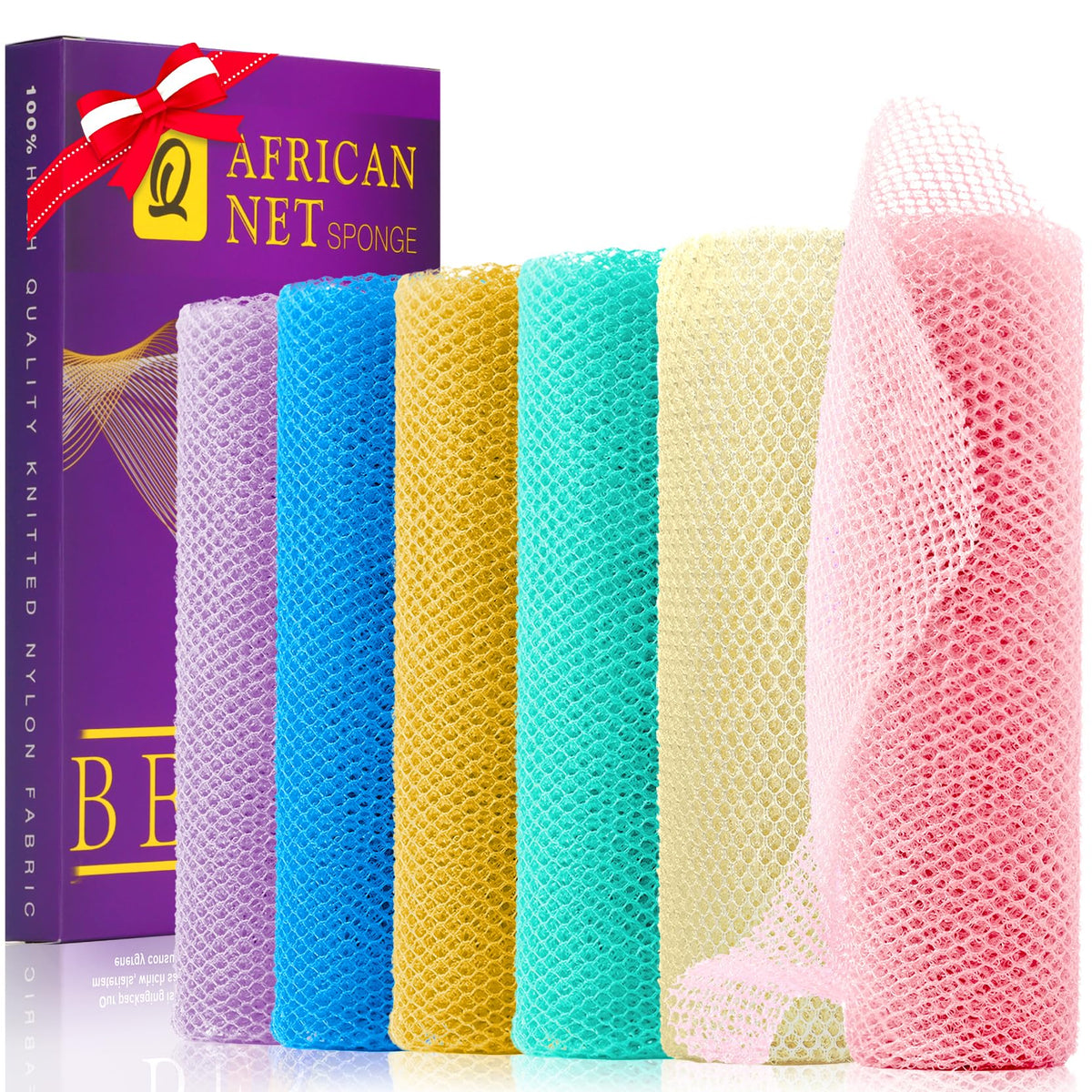 UJFQBH African Net Sponge Set in vibrant colours