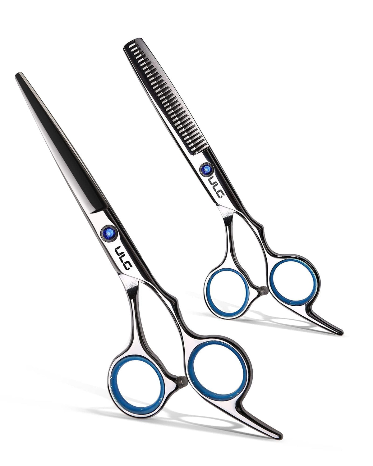 ULG Hair Cutting Scissors 6.5 inch front view with blue diamond stones