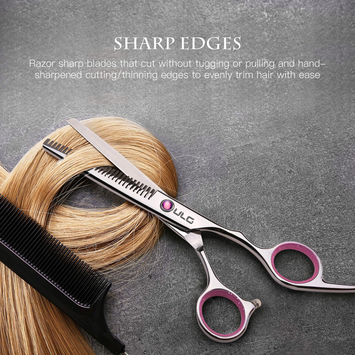 ULG hair cutting scissors with blue diamond stones