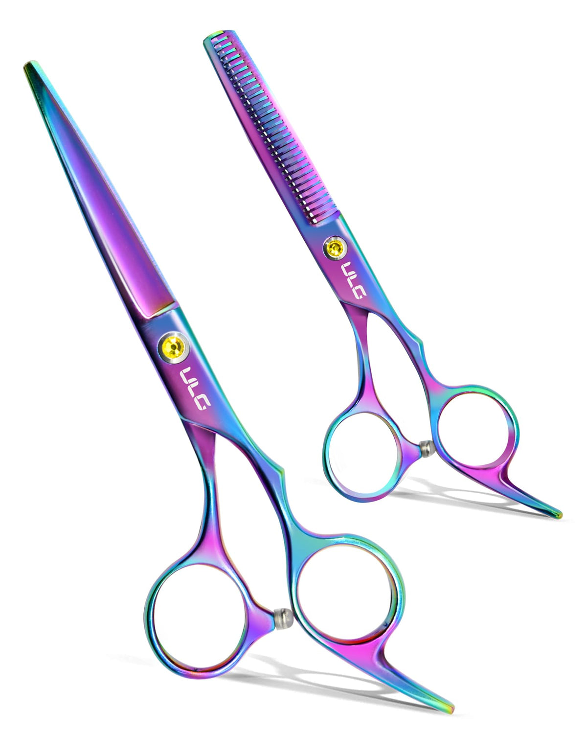 ULG Hair Scissors Kit 6.5 inch front view with rainbow finish