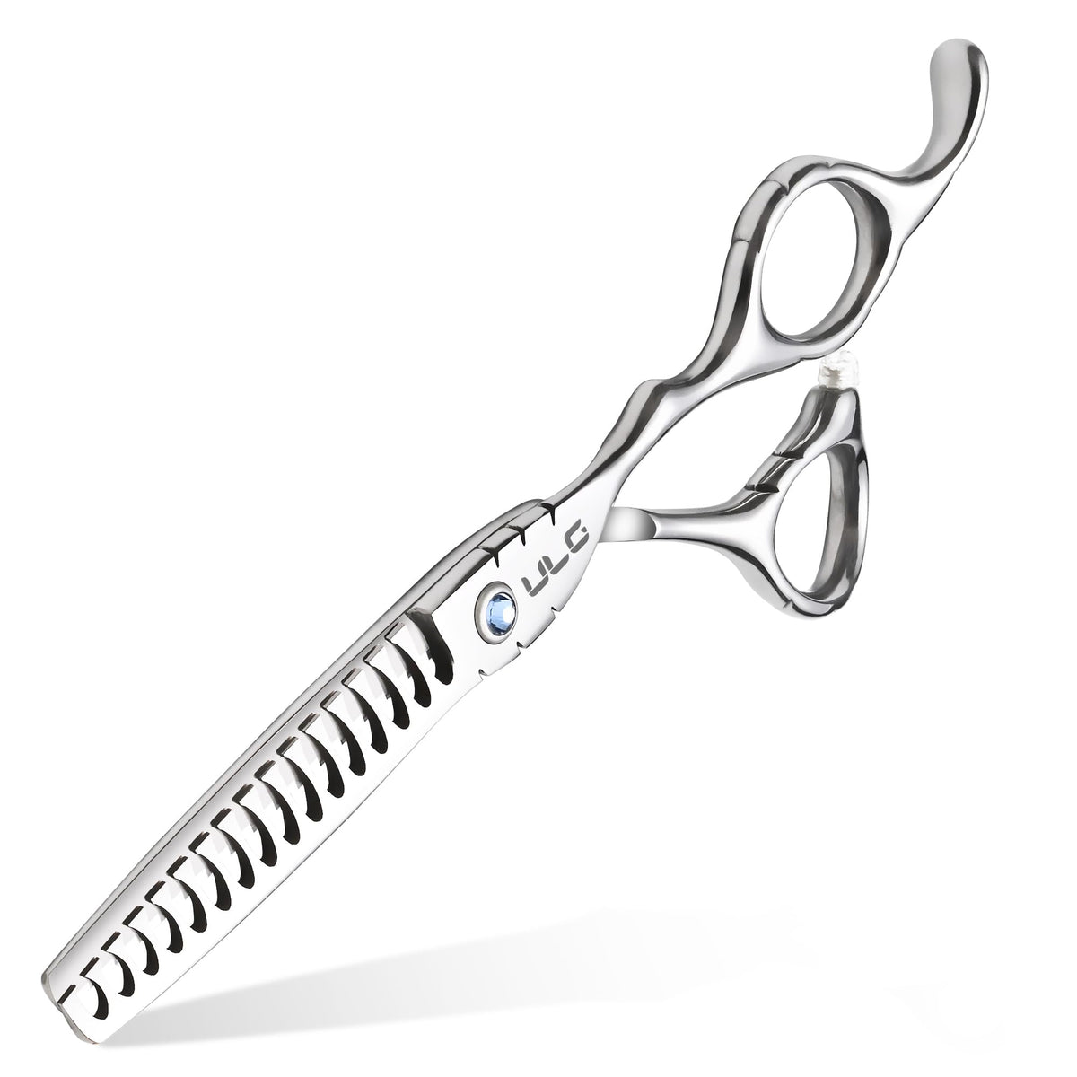 ULG Hair Thinning Scissors 6.7” front view with fishbone chunker blade