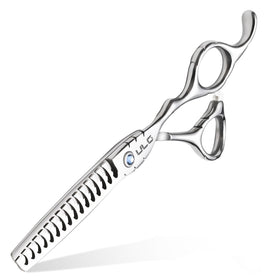ULG Hair Thinning Scissors 6.7” front view with fishbone chunker blade
