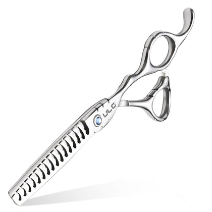 ULG Hair Thinning Scissors 6.7” front view with fishbone chunker blade