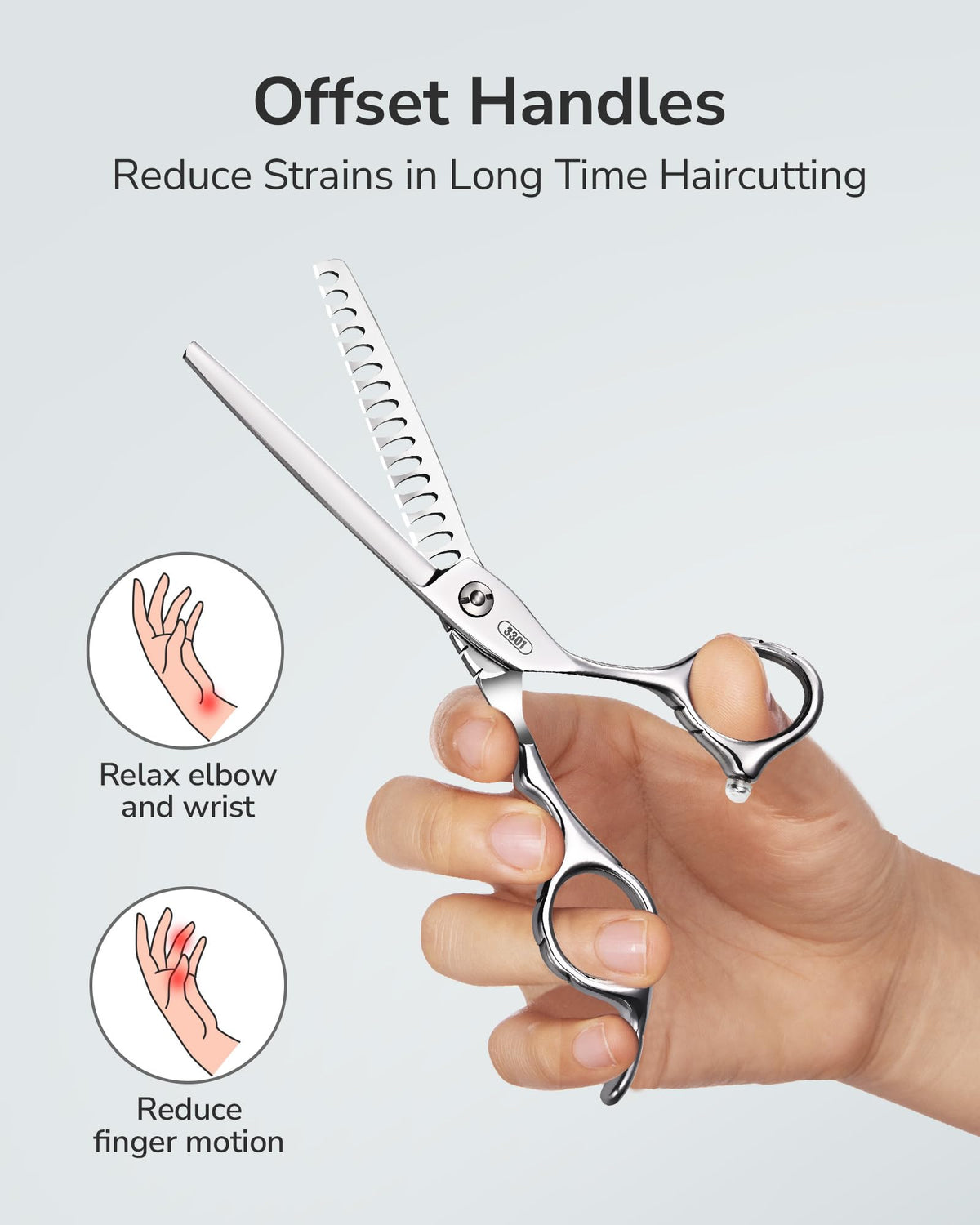 ULG Hair Thinning Scissors showing oversized finger holes