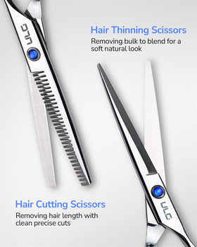 ULG Hair Thinning Shears side view with ergonomic handle