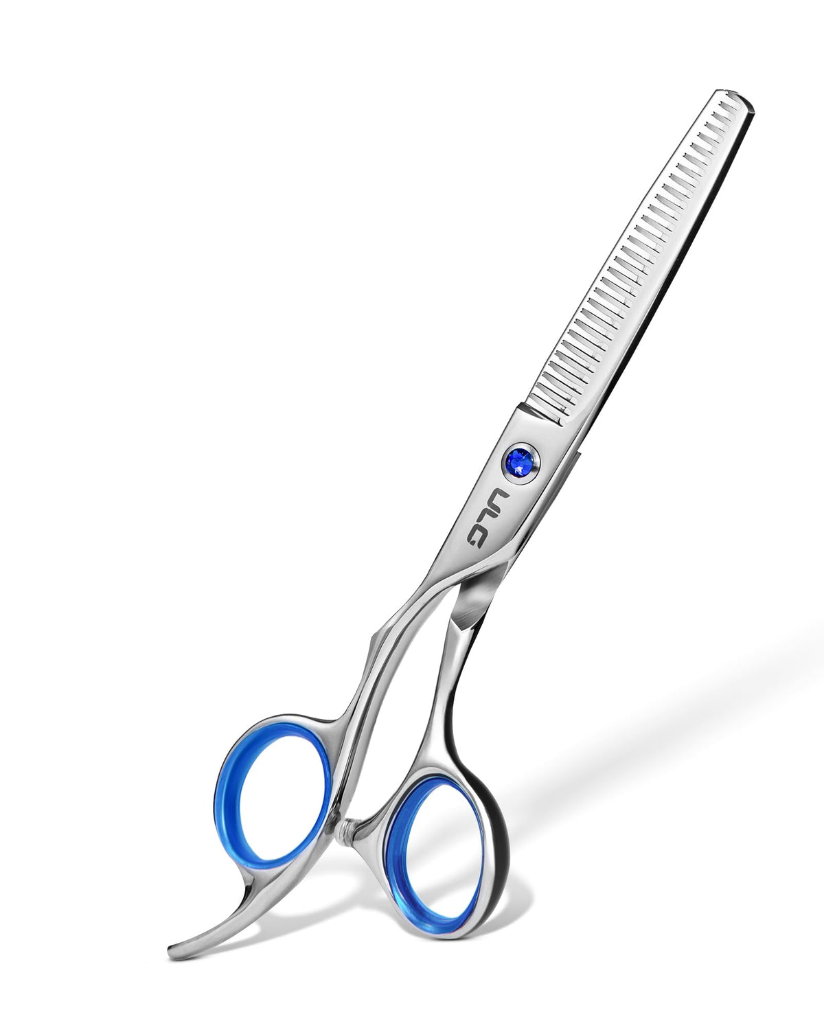 ULG Left-Handed Hair Thinning Scissors front view with mirror finish