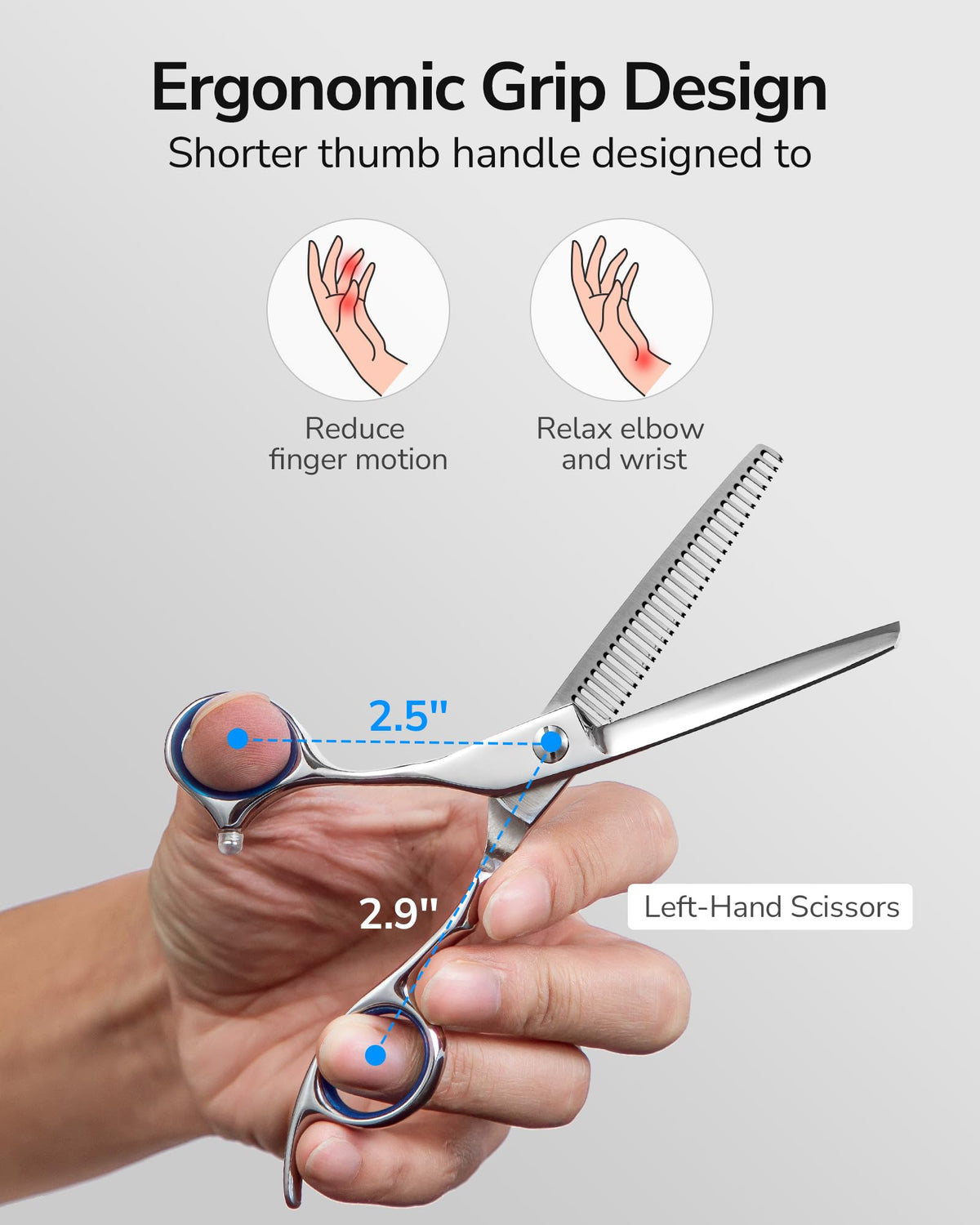ULG Left-Handed Hair Thinning Scissors side view showing blade