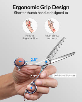 ULG Left-Handed Hair Thinning Scissors side view showing blade