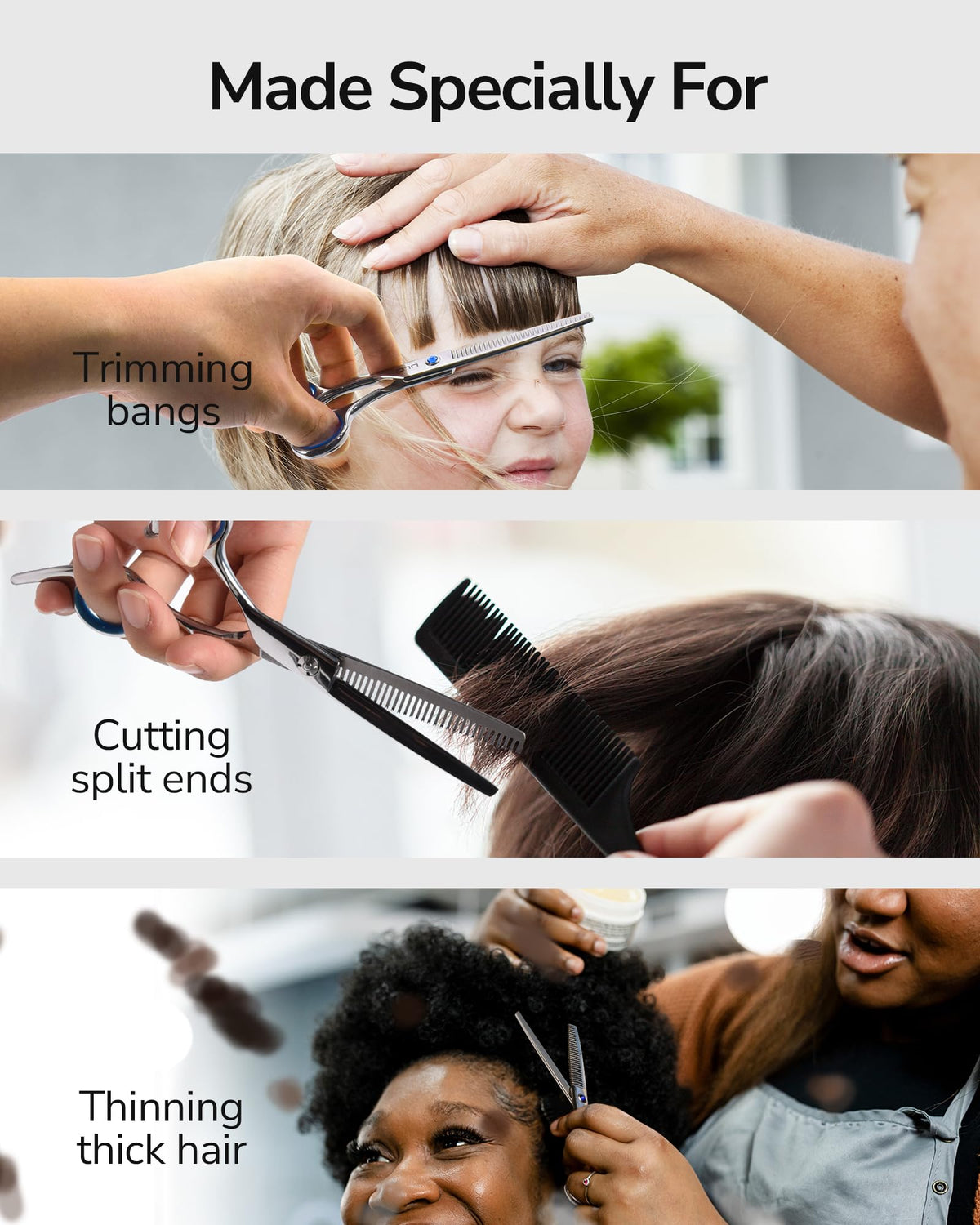 ULG Left-Handed Hair Thinning Scissors with packaging