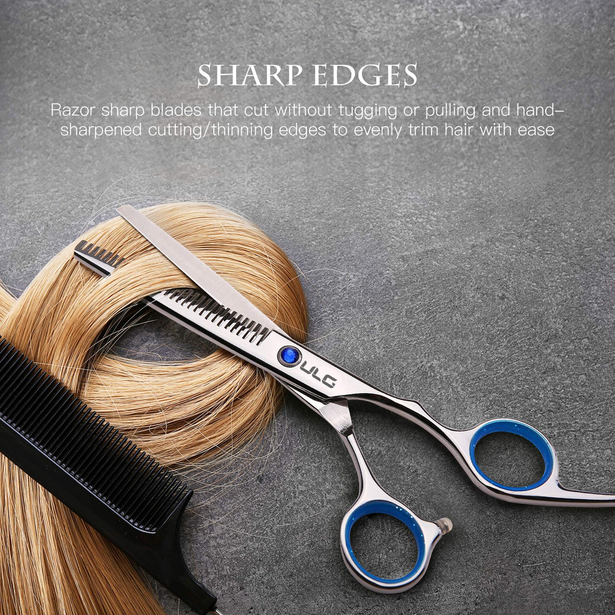 ULG scissors demonstrating ergonomic offset grip design