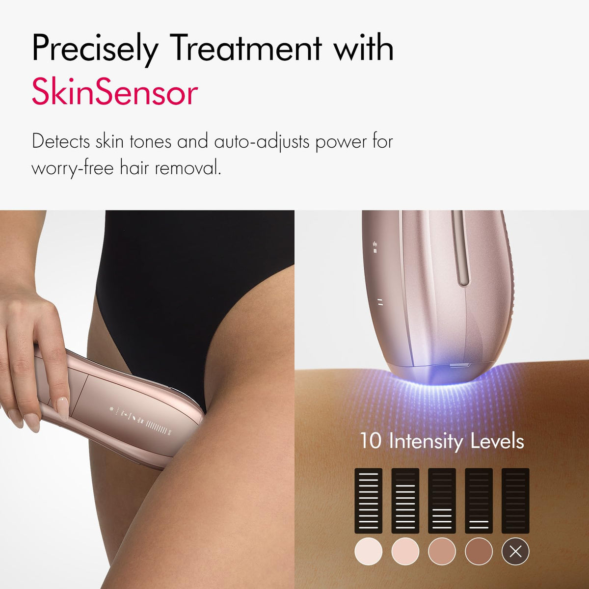 Ulike Air 10 IPL hair removal device in use on legs