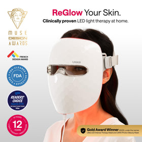 Ulike ReGlow LED Face Mask in use showing full face coverage